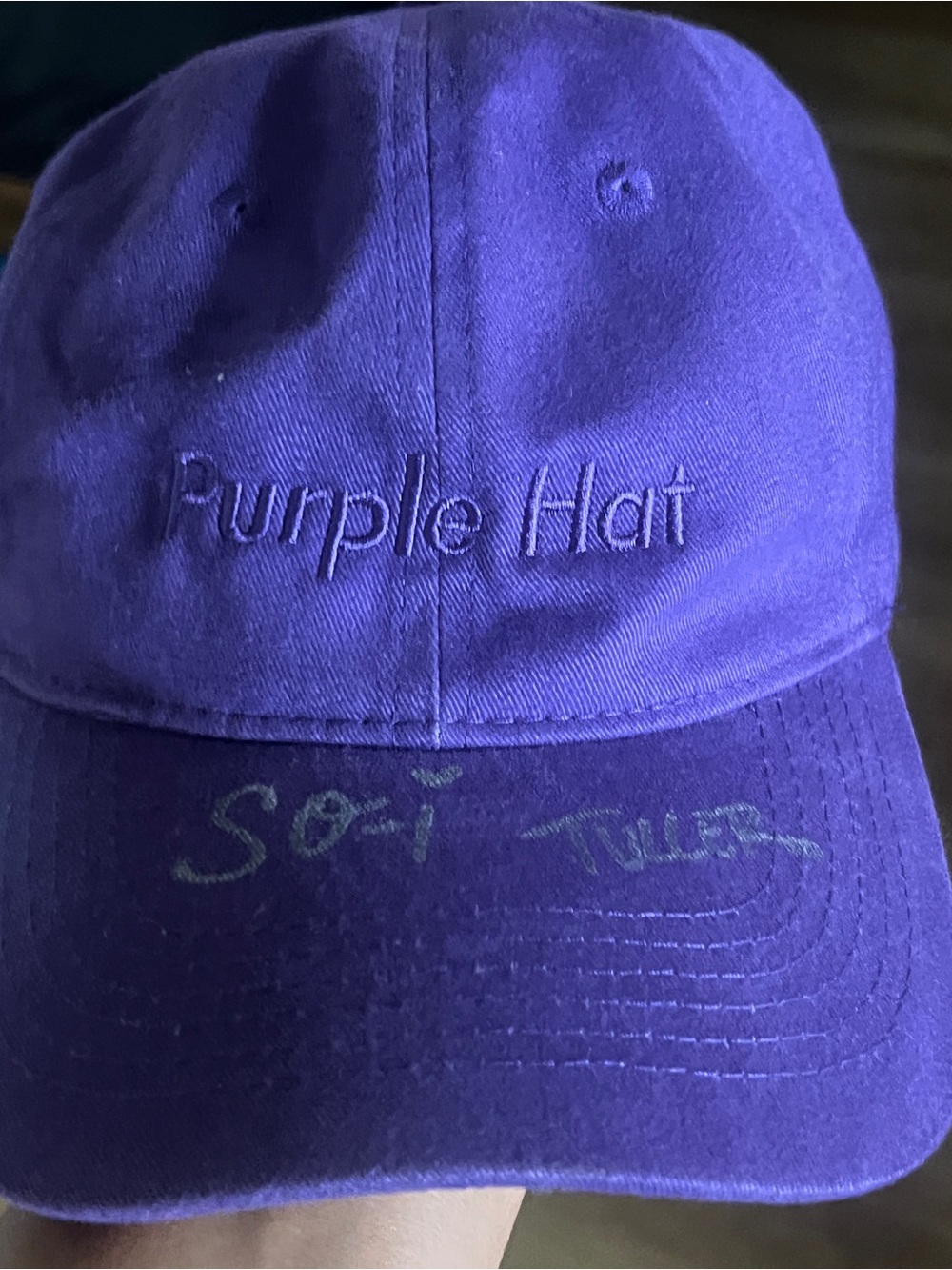 Signed Sofi Tucker Purple Hat Embroidered Baseball Cap signed at Stage Coach ‘25
